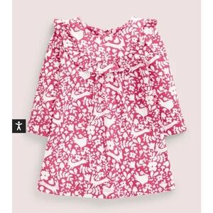 🐰🌷NWOT Mini Boden Frill Tiered Pink & White Floral Long Sleeve Dress.